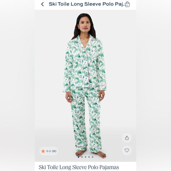 Roller Rabbit Ski Toile Long Sleeve Polo Pajamas set - Picture 5 of 8